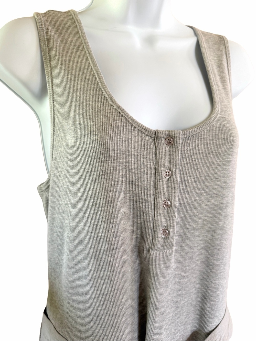 REISS Zeta Mixed Media Racerback Belted Mini Dress Gray White Size 10 - Picture 3 of 8